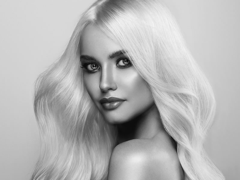 dott solari blondie 25 Dott. Solari Blondie: Beautiful woman with long, flowing platinum blonde hair. Hair product line model showcasing stunning blonde.